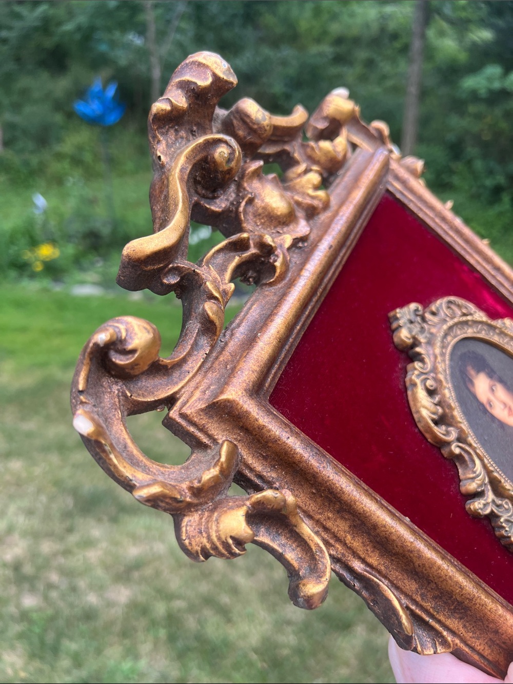 VTG Hollywood Regency Baroque Gold Ornate Framed Velvet Cameo Lady Wall Art - Picture 8 of 14